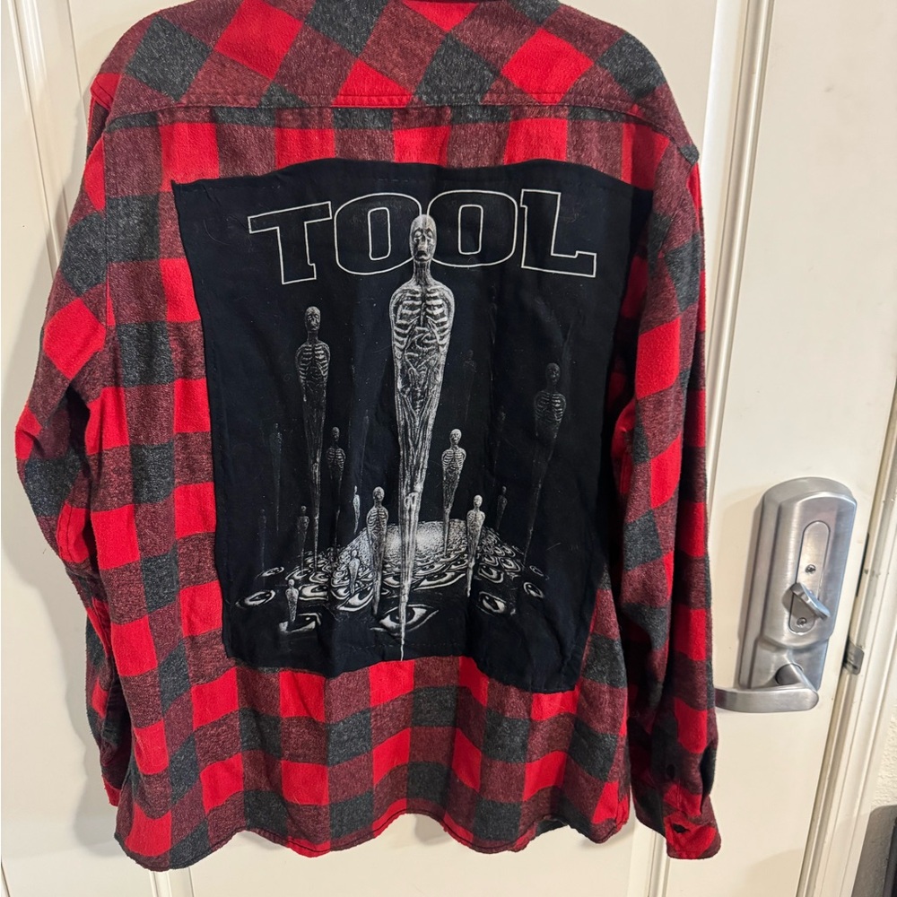 Red and Black Plaid Shirt Jacket